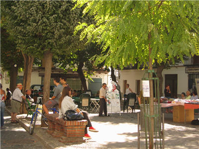 a typical plaza in albayzin, granada, spain