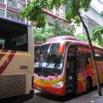 buses parking outside the Wharney GuangDong Hotel