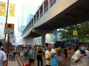 The tear gas sent people rushing away near civic square